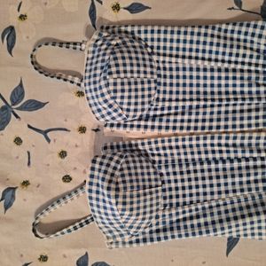 Cotton Gingham Blue & White check Bustier size XS - SM
